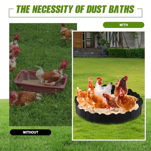 Colingmill 1 Set Chicken Dust Bath Tub, 36.4''x5.5'' Coop Lime Accessories Chicken Coop Cleaner Bottomless Design, Dust Bath for Chickens, Ducks, Turkeys, Quails for Farms - size: 36.4'' Dia X 5.5'' H