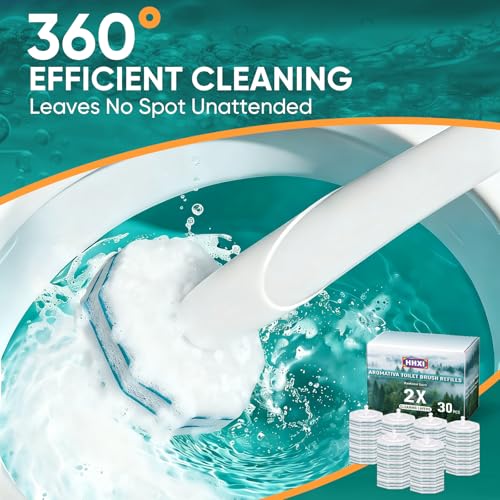 30Ct Aromative Toilet Brush Refills, Toilet Bowl Cleaner Refills, Double-Layer Cleaning Pads Added, Compatible with Most Toilet Brushes，Rainforest Scent（Patented） - color: Rainforest (30P)