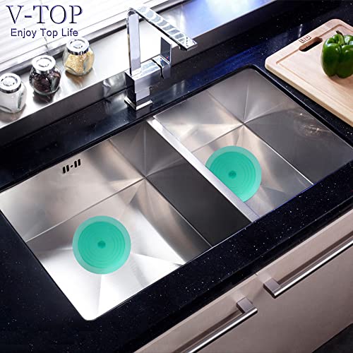 V-TOP Tub Stopper 2 Pack, 6 inches Large Silicone Drain Plug Hair Stopper Flat Suction Cover for Kitchen Bathroom Gadgets and Accessories (Green Transparent) - color: 6" Green Transparent
