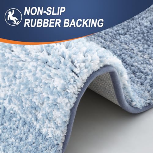 OLANLY Small Bathroom Rugs Mat 24x16, Extra Soft Absorbent Microfiber Bath Rugs, Rubber Backing, Quick Dry, Machine Washable Bath Mats for Bathroom Floor, Tub and Shower, Home Decor Accessories, Blue - color: Blue, size: 24" X 16"