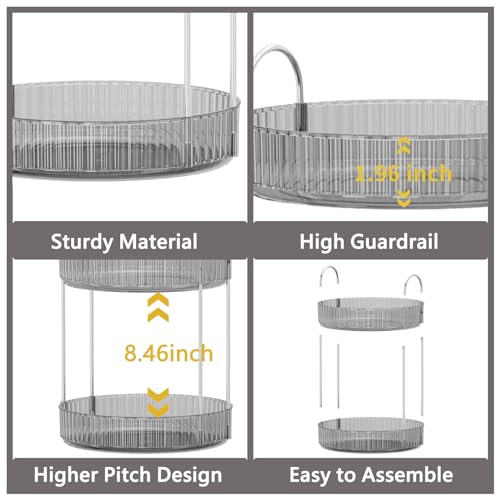 Asayuee 360 Rotating Makeup Organizer for Vanity,Bathroom Countertop Organizer,Spinning Perfume Organizer&Vanity Organizer(Grey-2 Tier) - color: Grey, size: 2 Tier