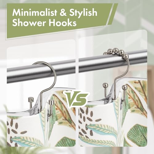 Amazer Nickel Shower Curtain Hooks, 12PCS Minimalist Simple Double Shower Curtain Rings, Rust-Resistant Metal Shower Hooks, Cylinders Shower Rings for Bathroom Shower Rods Curtains - color: Nickel, style: Cylinders - Double Hooks