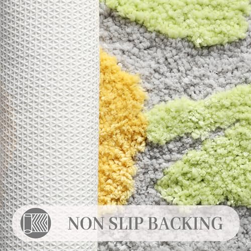 Toilet Bath Rug, U-Shaped Non-Slip Toilet Rug, Flower Rug for Bathroom Floor Soft Plush Microfiber Mat Super Absorbent Washable Bath Shower Mat, 19.5 x 21.5 Inches, Grey - color: Grey