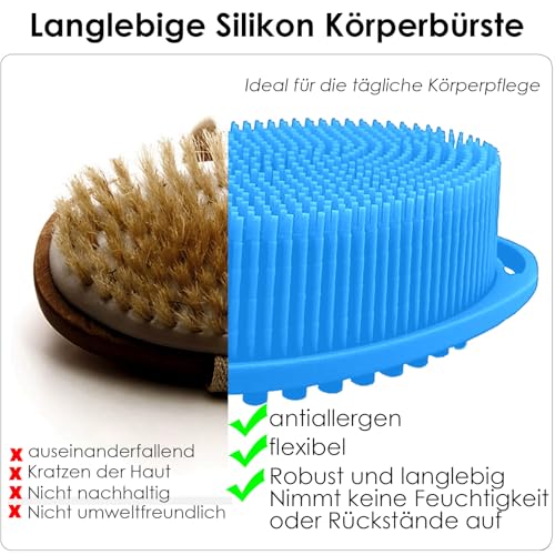 Silicone Body Scrubber – Dual-Sided Silicone Loofah for Shower, Soft Exfoliating Body Bath Shower Scrubber Loofah Brush Easy-to-Clean for Sensitive Kids Women Men All Kinds of Skin, Set of 2 - color: Navy Blue and Pink