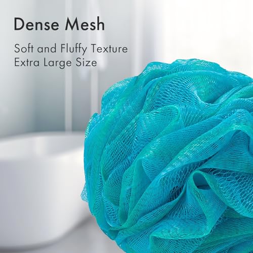AmazerBath Charcoal Loofah Sponge, Shower Loofah 60g/PCS - Body Scrubber Loofa Set of 4 - Green, Purple & Blue, Bath Sponge for Men and Women - style: Blue-Green-Purple (60g)
