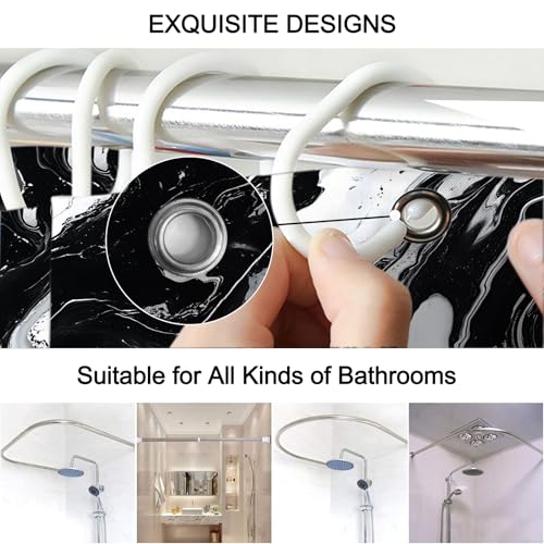 Lnond 4Pcs Marble Bathroom Sets with Shower Curtain and Rugs, Black Marble Modern Art Bathroom Shower Curtain Sets with Rugs and Accessories - color: Black Marble