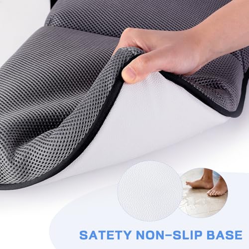 Baby Bath Kneeler and Elbow Rest Pad Set - Kneeler and Elbow Support with Memory Foam and Bath Toys Organizer - color: Gray