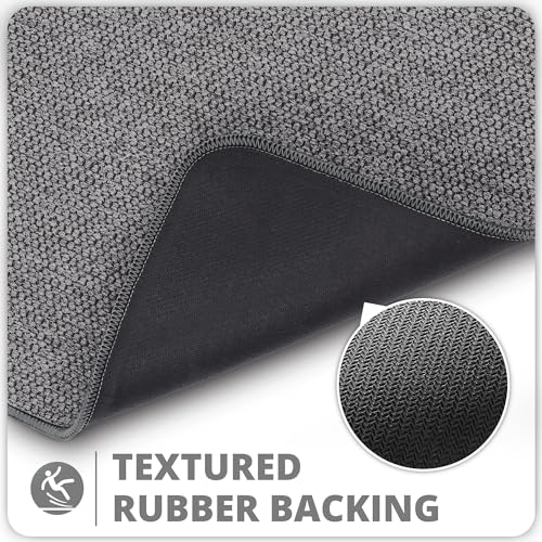 Bosap Bath Mat,Ultra Thin Bathroom Runner Rugs,Large Bath Mats for Bathroom,Quick Dry,Non-Slip,Machine Washable,Low Pile,Bath Rug,Shower Outside,Sink,Home Decor Accessories.Dark Grey,2'x6'(24x72inch) - color: Dark Grey, size: 2' X 6' (Runner)