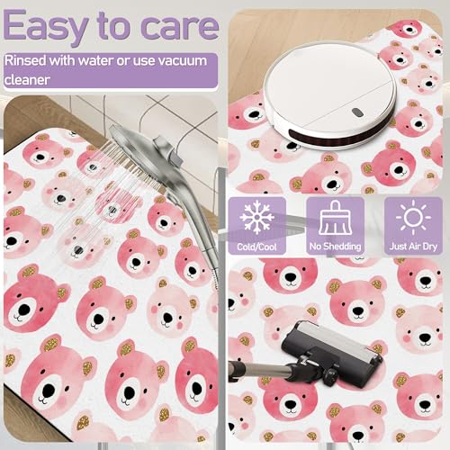 Bear Pink Bathroom Rug, Rapid Dry Absorbent with Non-Slip Rubber Base Bath Mats for Bathroom 17"x30" - color: Bear Pink