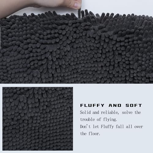 BOANKODU Bathroom Rugs Sets 3 Piece, Super Soft Absorbent Bath mat Set,with U-Shaped Toilet Rug,Strong PVC Underside Bathroom Rug,Antiskid Bath mats Washable Toilet mat, Dark Gray