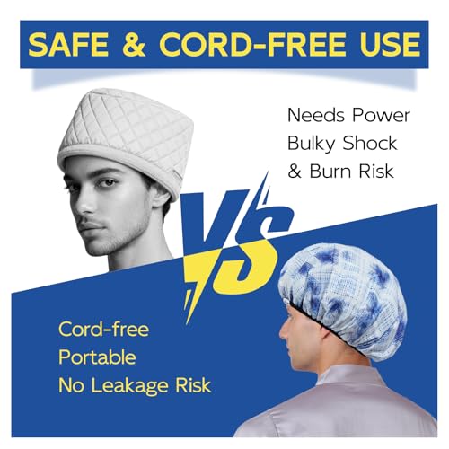 Years calm Shower Cap for Men, Waterproof & Heat-Retaining Hair Treatment Cap – Reusable Men’s Shower Cap with Foil Lining, Elastic Band, for Steam Care, Hair Mask & Oil Conditioning - color: White