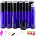inice 24 Pack,10ml Roller Bottles for Essential Oils Cobalt Blue Glass Stainless Steel Roll On Ball Bottles for Travel - color: 24 PACK Cobalt Blue Roller Bottles
