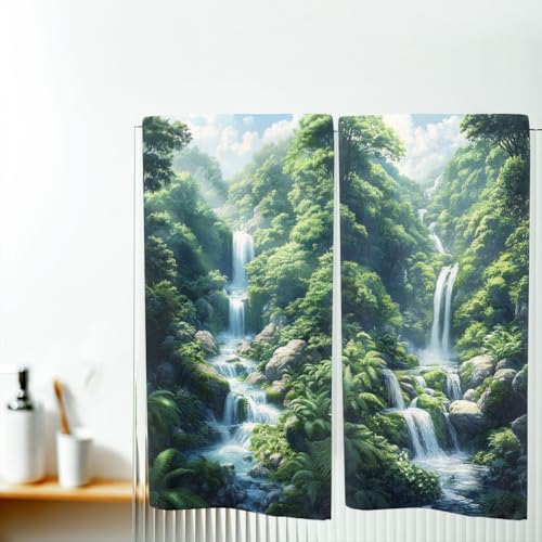 Waterfall Bath Hand Towels Absorbent Natural Green Rainforest Forest Stream Bathroom Kitchen Towels Set of 2 Lightweight Breathable Face Towels for Bathroom Gym Hotel Sport Decor Gifts for Women Man - color: Waterfall