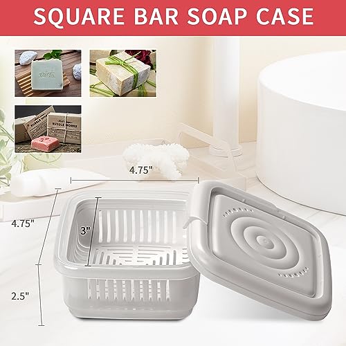 Sqaure Soap Holder 2 Pack Travel Soap Container with Lid, Portable Bar Soap Case, Leakproof Soap Box with Perforations, Soap Dishes for Traveling, Camping, Gym - size: Set of 2