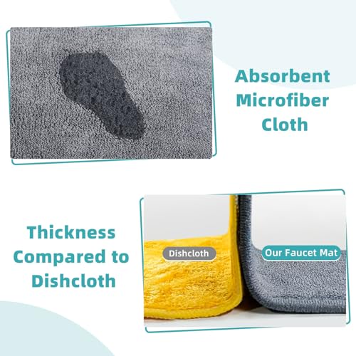 PoYang 4 Pack Faucet Mat for Kitchen Sink Splash Guard Long: Super Absorbent Microfiber Sink Water Splash Guard Behind Kitchen Faucet Mat for Bathroom, RV Protector, Machine Washable 24'' x 5.1'' - size: 24" x 5.1"
