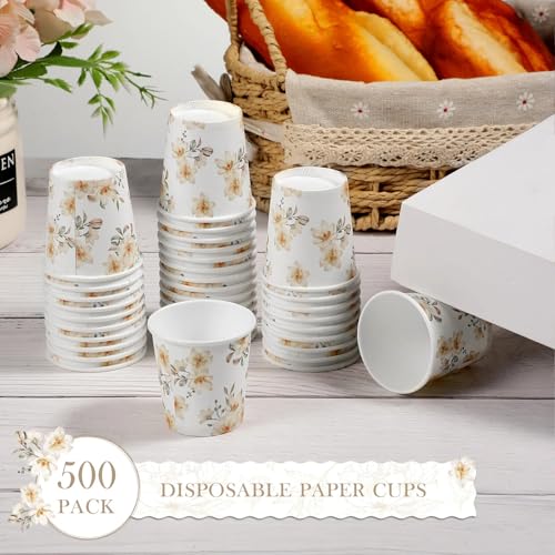 Tiamon 500 Pack 2 oz Paper Cups, Mini Mouthwash Disposable Bathroom Small Paper Drinking Espresso Cups for Home Office Travel Picnic Party Supplies(Magnolia) - style: Magnolia