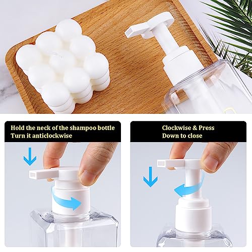 Shampoo and Conditioner Dispenser Shower Soap Bottles 3 Pack 550ml/18.6oz Refillable Shampoo Pump Bottle Dispenser Plastic Empty Body Wash Dispensers with Stylish Permanent Labels for Bathroom (Clear) - color: Clear