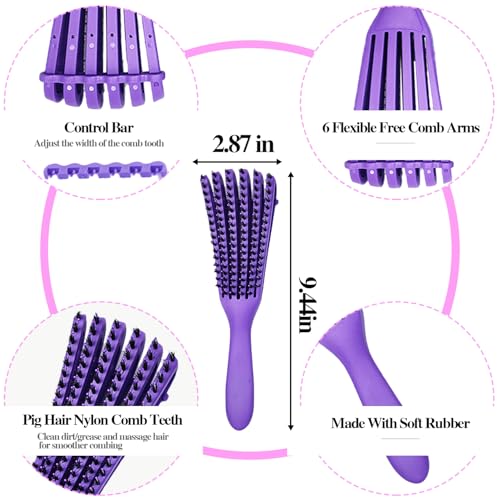 12Pcs Detangling Brush Set for Curly Hair, Curly Hair Brush with Sleep Bonnet Afro America/African 3a to 4c Texture, Easier and Faster on Wash Days - color: Gradient-12 piece set