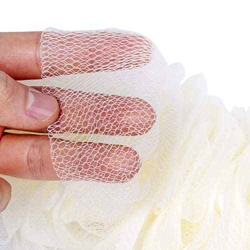 Back Scrubber for Shower, Loofah Long Handle Bath Body Brush, Soft Nylon Mesh Sponge On a Stick for Shower Men Women Kids Elderly, Exfoliating Scrub Cleaning Luffa for All Kinds of Skin(White) - color: White
