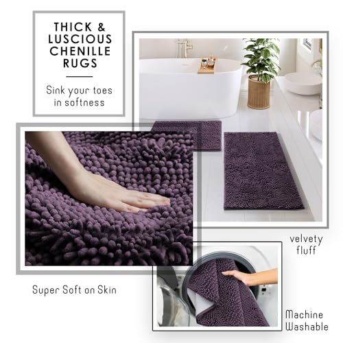 Clara Clark Bathroom Accessories Set - Bathroom Set, Bathroom Sets with Shower Curtain and Rugs, Shower Curtain Set with Trash Can - Purple - 22PC - color: Purple, size: Complete Set + Bath Rugs