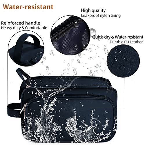 Buruis Extra Large Toiletry Bag for Men, Travel Toiletry Organizer Dopp Kit Water-resistant Shaving Bags, PU Leather Cosmetic Bathroom Shower Bag for Toiletries, Grooming, Accessories (Blue) - color: Blue