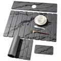 3 PCS Large Stone Dish Drying Mat for Kitchen Counter, Quick Dry Diatomaceous Earth Mat with Sink Faucet Pad, Marble Water Absorbing Stone Drying Mats for Dishes, Bottles and Cups - color: Dark Grey Marble