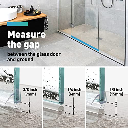 Shower Door Bottom Seal, 2 PCS 3/8" x 36" Shower Door Sweep for 3/8 Inch Glass, Frameless Glass Shower Door Seal Strip, Stop Shower Leaks and Create a Water Barrier - size: For 3/8" Glass-2PCS