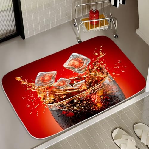 Funny Red Drink Ice Modern Aesthetic Luxury Bath Rugs Non Slip Shower Mat Bathroom Decor Door Rug (16x24 inches) - color: Multi Color 19, size: 2' x 1'4" (Rectangular)