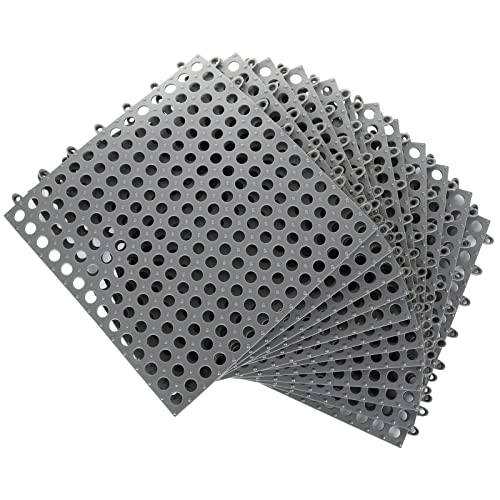 12 Pack 11.8" x 11.8" Interlocking Floor Tiles with Drain Holes Soft PVC Non Slip Shower Floor Mat Modular Interlocking Cushion Mat for Drain, Pool, Patio, Balcony, Kennel, Poultry, Floor Grid, Grey - color: Grey