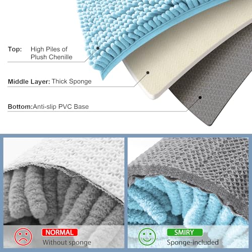 Smiry Luxury Chenille Toilet Rugs U-Shaped 20x20, Soft Absorbent Non-Slip Contour Bathroom Rugs for Toilet, Machine Washable Contoured Bath Mats, Sky Blue - color: Sky Blue, size: 20" X 20" Contour Rug