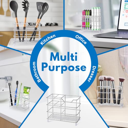 Urbanstrive 304 Stainless Steel Bathroom Toothbrush Holder Toothpaste Holder Stand Bathroom Accessories Organizer, Silver - color: Silver, size: Small