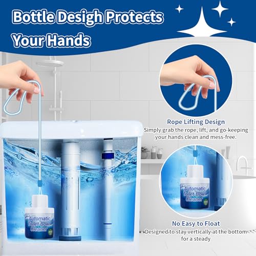 Automatic Toilet Bowl Cleaner with Unique Retrieval Rope - 2000 Flushes | Long Lasting Toilet Tank Cleaner, Blue Water Stain Remover and Deodorizer, Safe for Septic Systems, 1 Pack (90 Days)