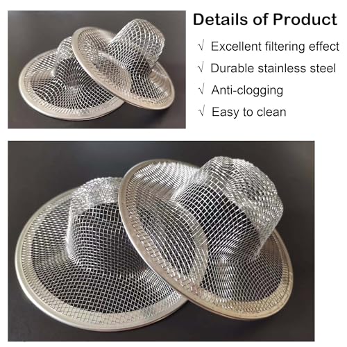 20Pcs Bathroom Sink Drain Strainer Screen Mesh, 2.75'' Stainless Steel Slop Basket Filter Trap Sink Drain Mesh Basket Hair Catcher Filter Cover for Lavatory RV Shower Floor Utility Drain - size: 2.75'' ( 20 Pcs)