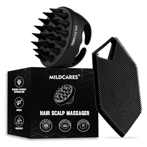Silicone Body Scrubber & Scalp Massager for Men & Women | Cleanses, Exfoliates & Removes Dead Skin | Super Soft Silicone Bristles for Both Body and Hair | Set of 2
