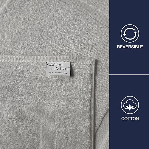 Casual Living Grey Cotton Bath Mats Set of 2 Towel Mats for Bathroom Floor Banded Rugs Soft Absorbent Ring Spun Cotton Washable Essentials Bathroom Shower Accessories, 34-inch x 21-inch, Grey - color: Grey