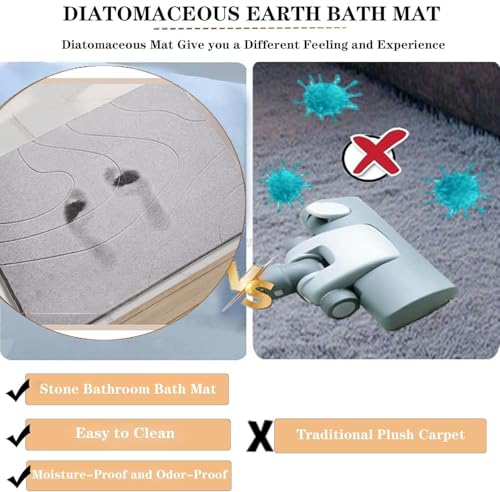 MORANDI Stone Bath Mat 2 Pack, Tub & Bath Diatomaceous Earth Mat - Super Absorbent Non-Slip Fast-Drying Shower Mat, Bath & Kitchen Mat, Easy to Clean (Light Gray 2) - color: Light Gray 2, size: 1'3" x 1'11" (Rectangular)