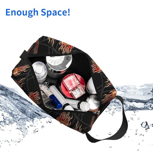 Kids Travel Toiletry Bag for Boys Girls - Waterproof Makeup Pouch Hanging Cosmetic Wash Bags Dopp Kit Shaving Bag for Toiletries Accessories(Fire Football) - color: Fire Football