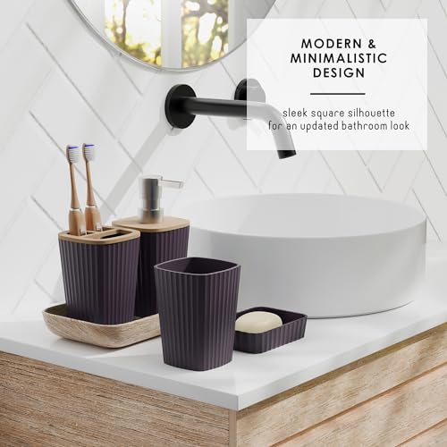 Clara Clark Bathroom Accessories Set - Bathroom Set, Bathroom Sets with Shower Curtain and Rugs, Shower Curtain Set with Trash Can - Purple - 22PC - color: Purple, size: Complete Set + Bath Rugs