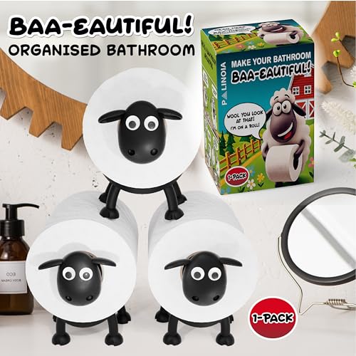 Black Sheep Toilet Paper Holder, Free-Standing Toilet Paper Roll Organizer, Funny Farmhouse Bathroom Decor, Novelty Sheep Bathroom Accessory – 1 Pack Gift Box - size: 1 Pack