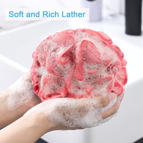 AmazerBath Loofah Sponge 75g/Piece, Exfoliating Bath Sponge Body Scrubber - Loofa Set of 4 - SunsetBerry Colors, Large - style: SunsetBerry
