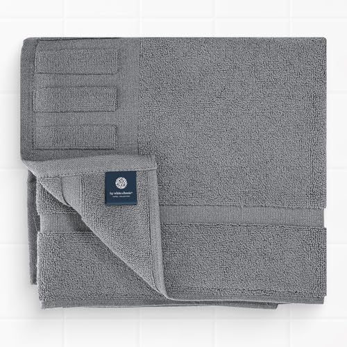 White Classic Luxury Bath Mat Floor Towel Set - Absorbent Cotton Hotel Spa Shower/Bathtub Mats [Not a Bathroom Rug] 22"x34" | 2 Pack | Dark Gray