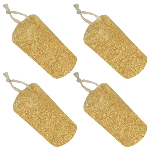 Natural Loofah Sponge (4 Packs), 6“ Natural Loofah Exfoliating Body Scrubber Egyptian Loofa Eco 100% All Natural luffa Cleaning for Men Women Deep Clean Skin