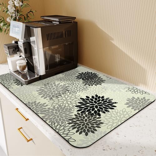 24.5" x 15.5" Dish Drying Mat & 24" x 5.5" Sink Splash Guard, Super Absorbent Drainer Rack Mat for Kitchen Counter Coffee Bar - color: Gray, size: 23.5"*15.5*+24"*5.5"