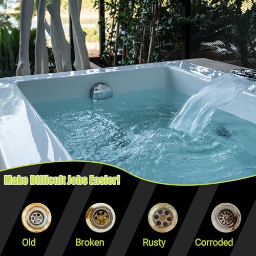 Tub Drain Removal Tool, Plating Coating Tub Drain Extractor with 1-inch Socket, Remove the Old, Broken, Stubborn, Rusted Drain Tub Bathtub Stopper, Strong Grab Plumbing - size: 2 Pieces