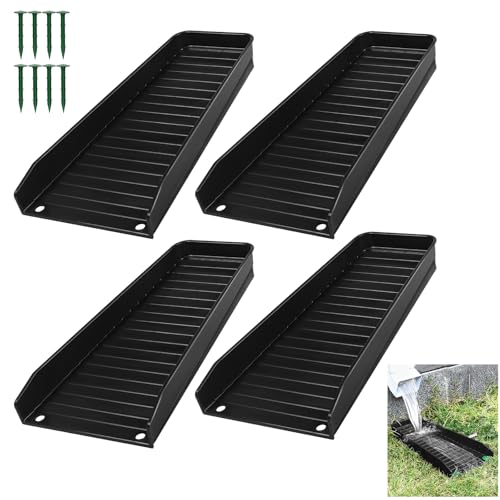 Gutter Downspout Extensions, Rain Gutter Downspout Splash Block,Drain Water Downspout Diverter, Gutter Splash Guards for Rainwater Drainage,16.3Inch (Black-4 Pack) - color: Black-4 PACK