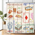 Fabric Shower Curtain with Hooks, Waterproof & Washable & Polyester, Funny Doodle Brunch Card Fish Grilled Meat Shower Curtains for Bathroom, Unique Art Deco Bathroom Curtain, House Gift, 71x74 Inch - color: Brunch Graffiti
