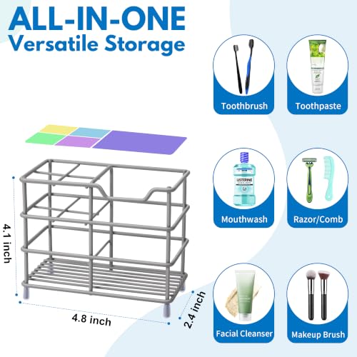 Urbanstrive 304 Stainless Steel Bathroom Toothbrush Holder Toothpaste Holder Stand Bathroom Accessories Organizer (Grey, Small) - color: Grey, size: Small