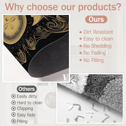 Mystical Moon Sun Bath Mat,Astrology Diatomaceous Earth Bath Mat,Rubber Backing Quick Dry Absorbent Washable Bathroom Rugs for Tub Non Slip 17"x29.5" - color: Mystical Moon Sun,astrology
