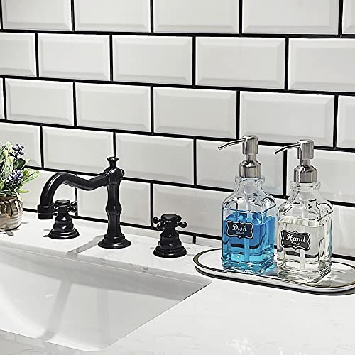 JASAI 2Pack Antique Design Glass Soap Dispenser with Rust Proof 304 Stainless Steel Pump, Refillable Hand Soap Dispenser with 10Pcs Stickers, Premium Soap Dispensers for Kitchen & Bathroom (Clear) - color: 2 Pack Silver