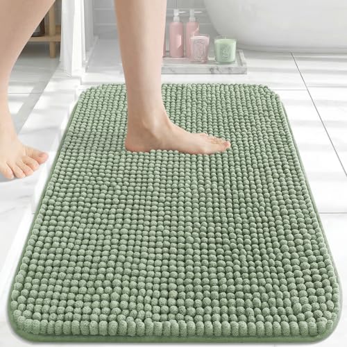 Arotive Bathroom Rugs 24" x 16", Ultra Soft Absorbent Chenille Bath Rugs, Rubber Backing, Machine Washable Bath Mats for Bathroom Floor, Tub and Shower, Home Decor Accessories, Sage Green - color: Sage Green, size: 24" X 16"
